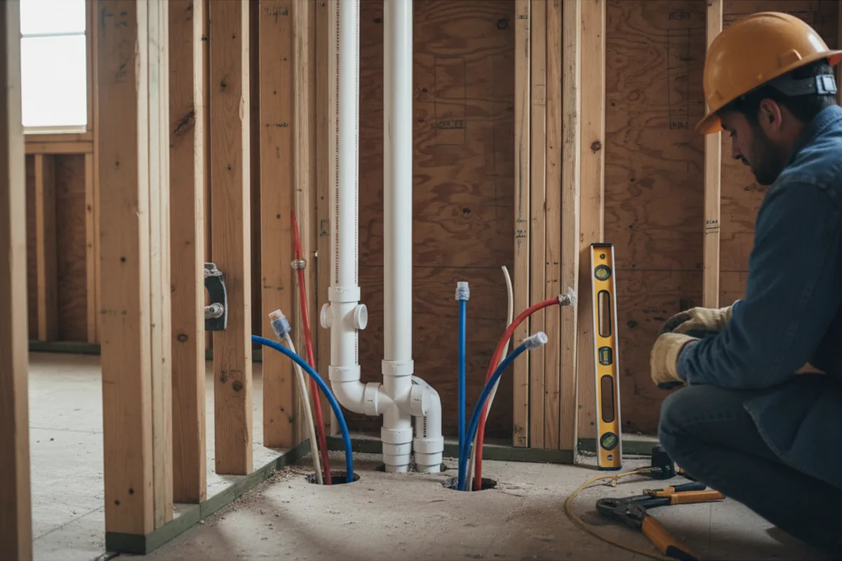 Drain and supply rough-in during Garbage Disposal Repair in Orosi