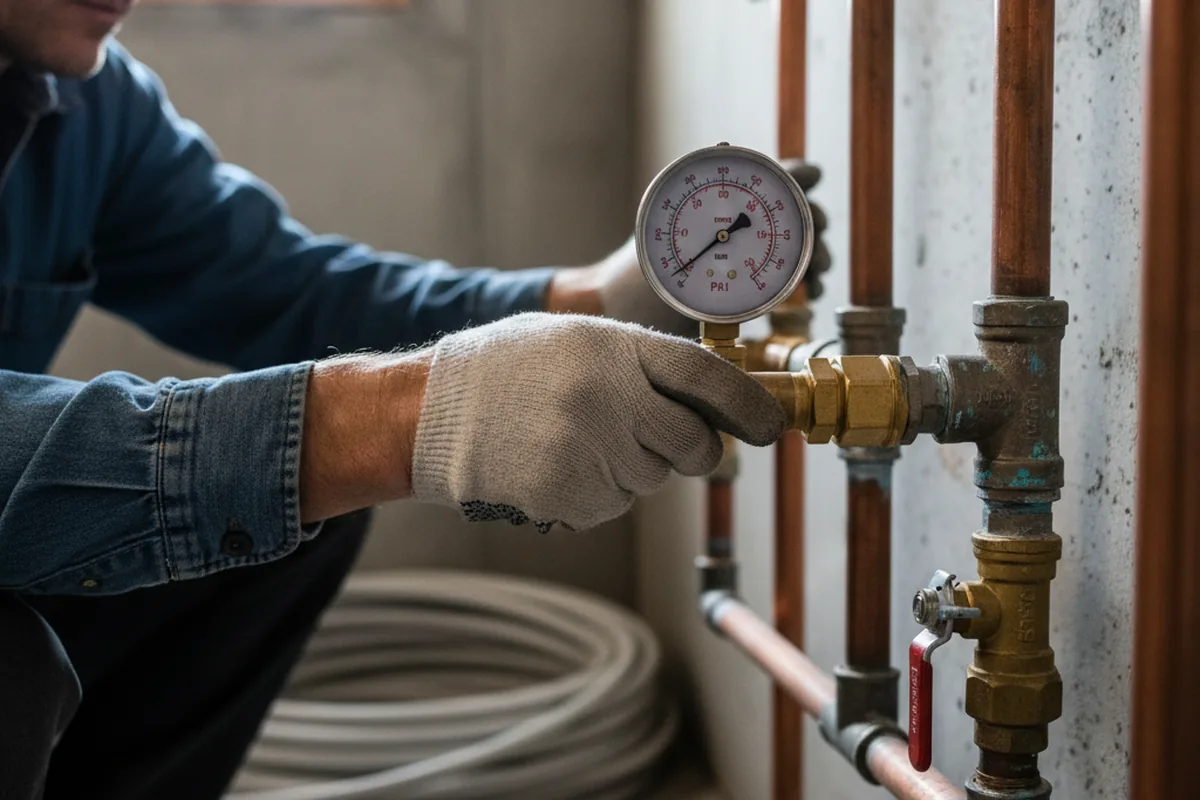 Pressure testing a repaired line during Water Line Repair in Orosi